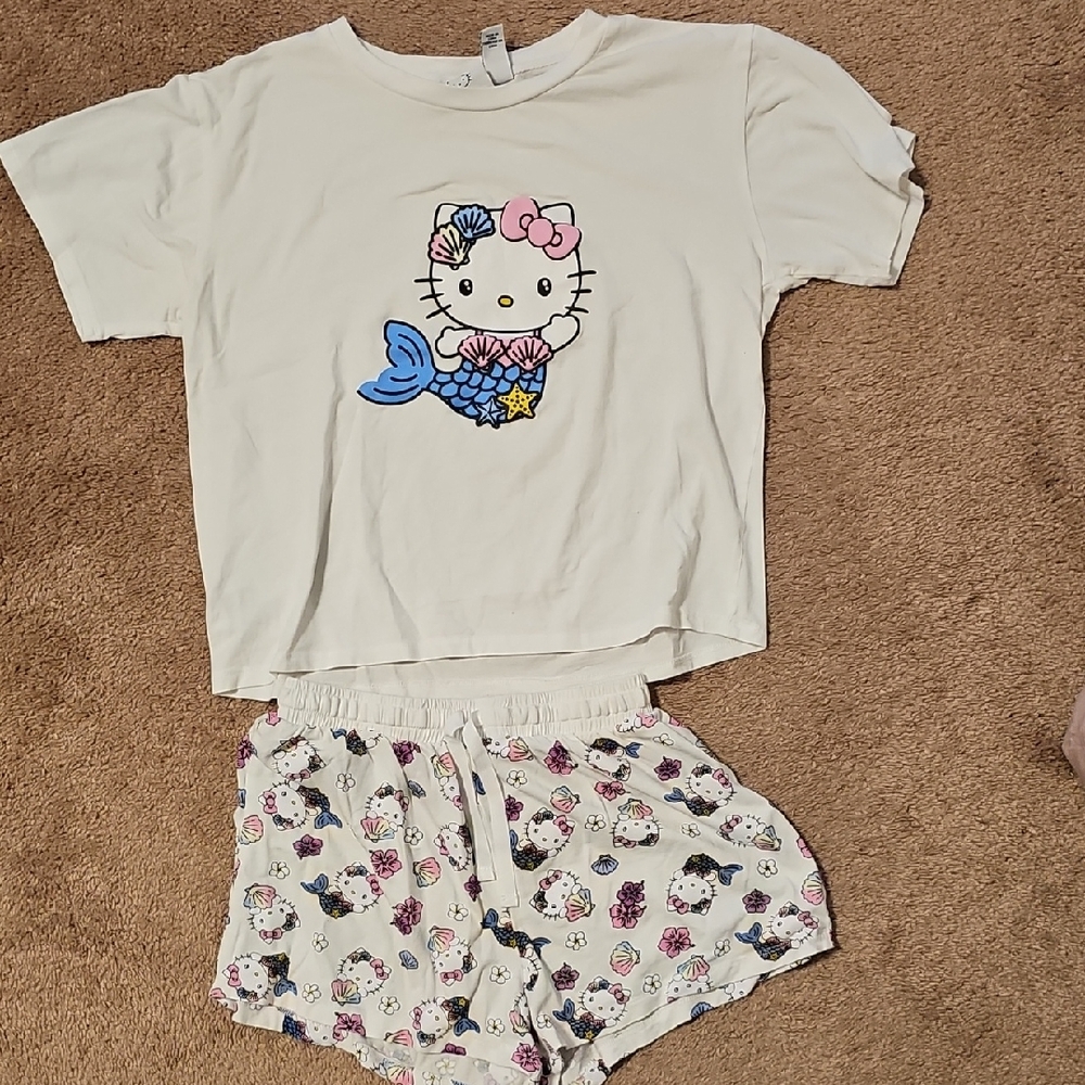 Hello Kitty White and Pink Mermaid Pajama Set